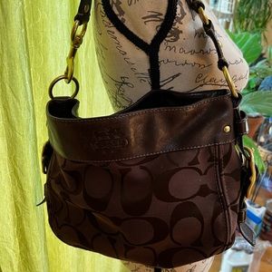 Coach Zoe Brown Canvas and Leather bag